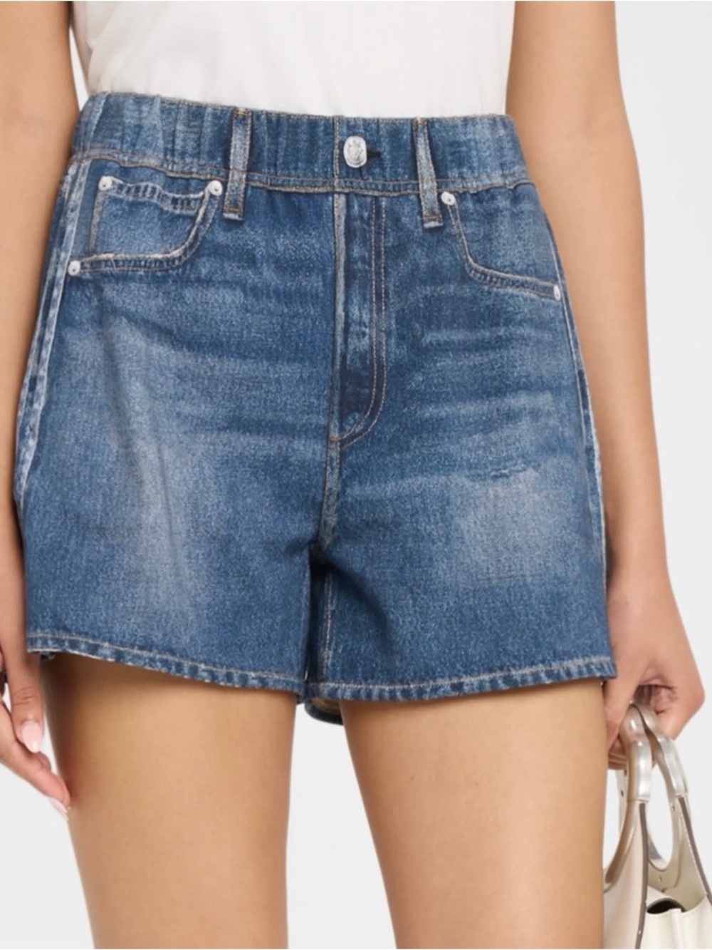 NWT Rag & Bone Miramar Terry Track Shorts in Carnation Stripe